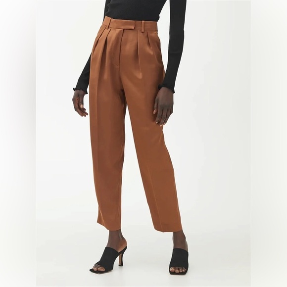 ARKET Tapered Satin Trousers SZ 40 NWT Brown - Picture 1 of 7